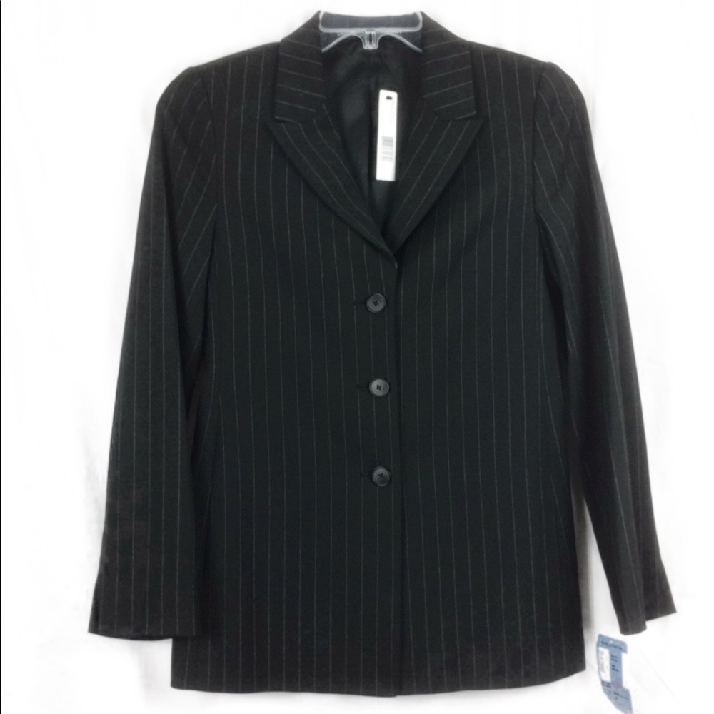 Linda Allard Ellen Tracy Black & White Pinstripe Blazer
